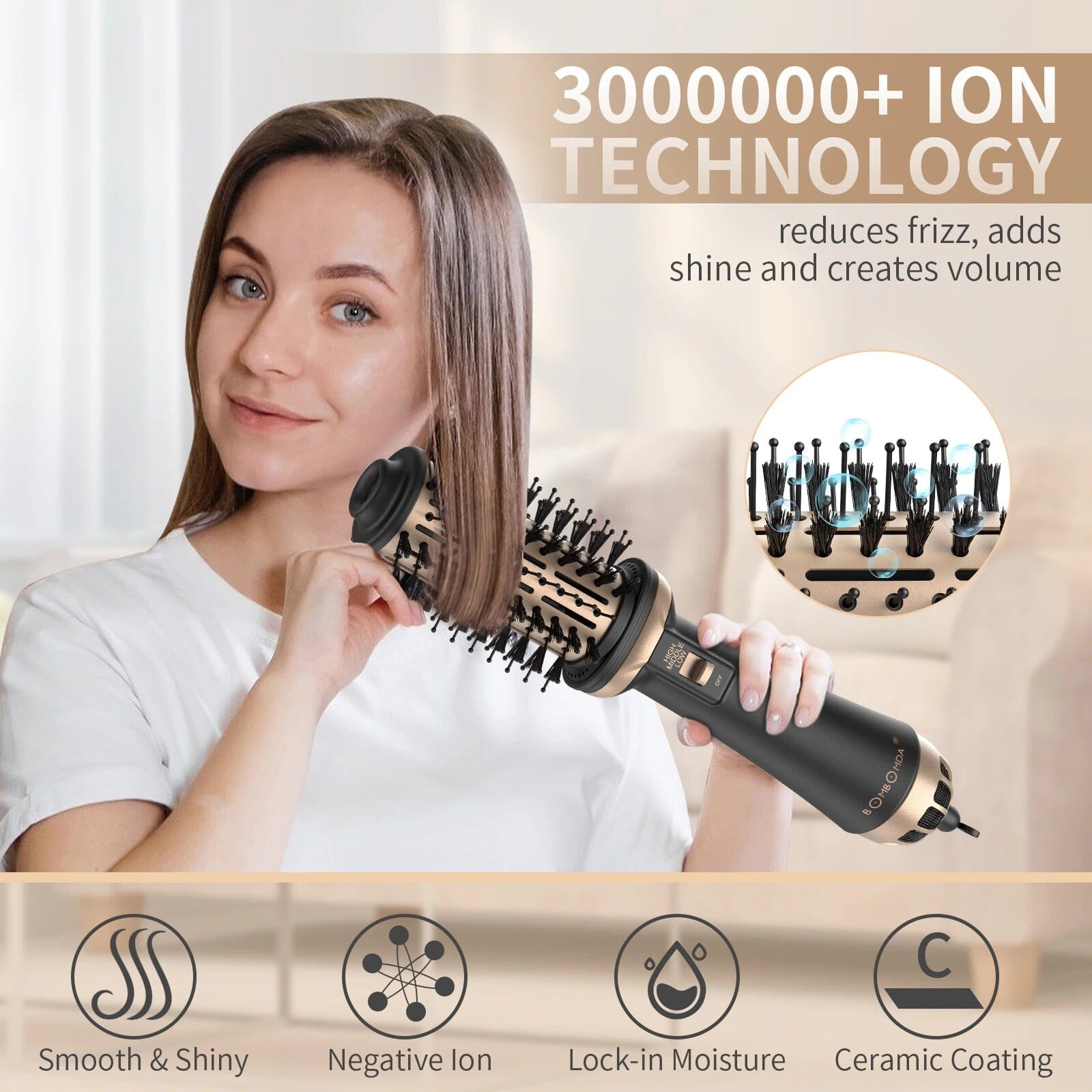 HAIR STRAIGHTENER 4 IN 1 HAIR BRUSH 1000W HAIR DRYER HOT AIR BRUSH COMB HAIR STRAIGHTENER STYLER VOLUMIZER HAIR STRAIGHTENER - Professional Results for UK Clinics