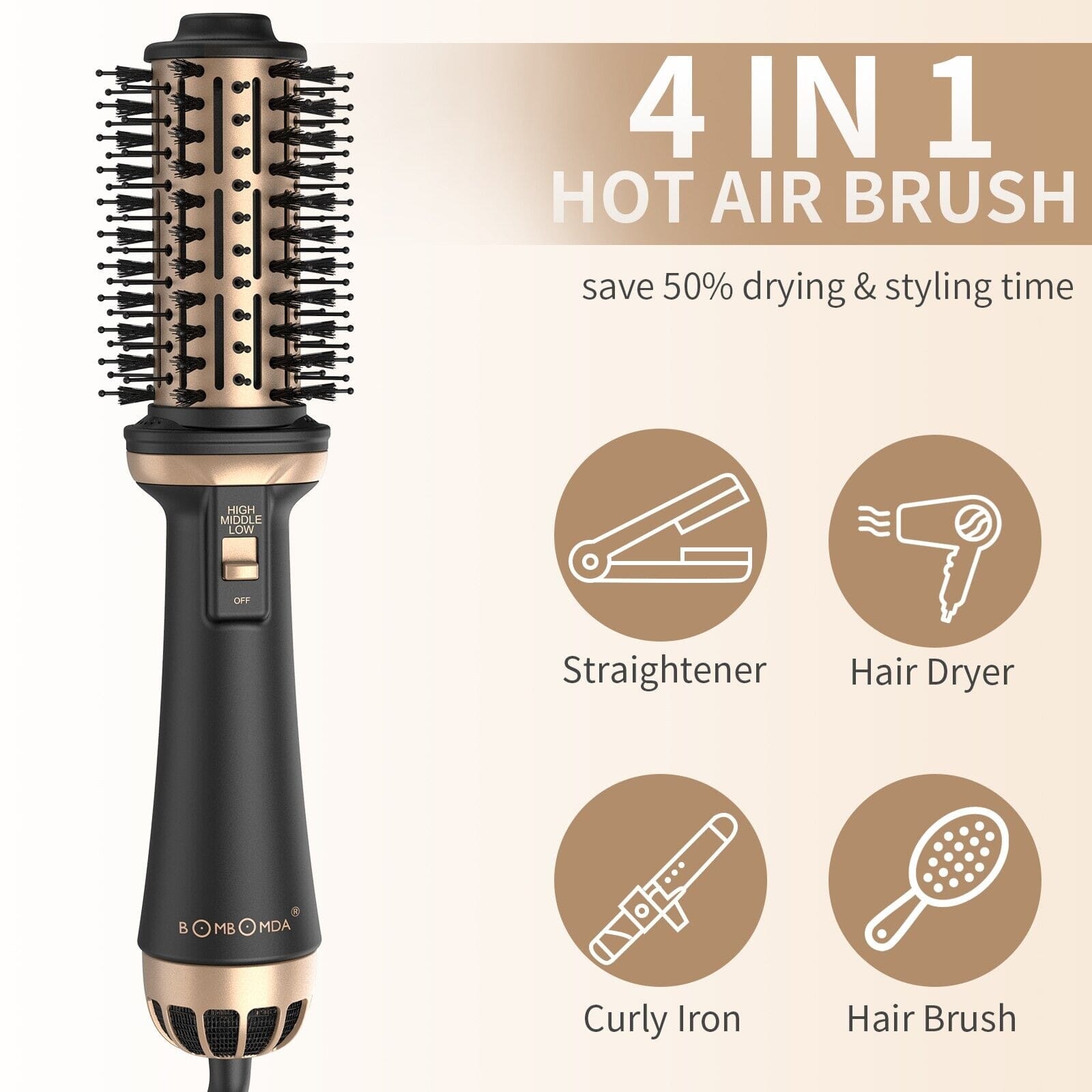 HAIR STRAIGHTENER 4 IN 1 HAIR BRUSH 1000W HAIR DRYER HOT AIR BRUSH COMB HAIR STRAIGHTENER STYLER VOLUMIZER HAIR STRAIGHTENER - Professional Results for UK Clinics - Image 12